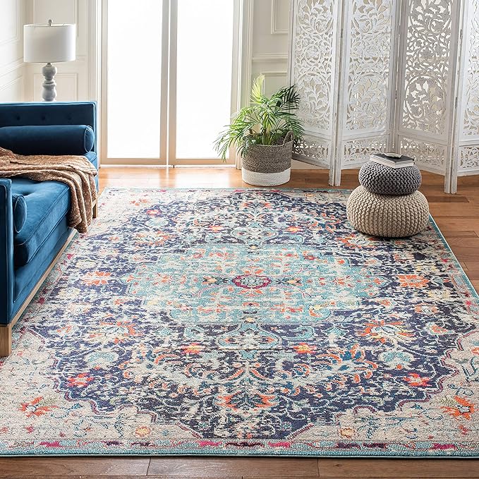 Madison Collection Area Rug - 8' x 10', Navy & Light Blue