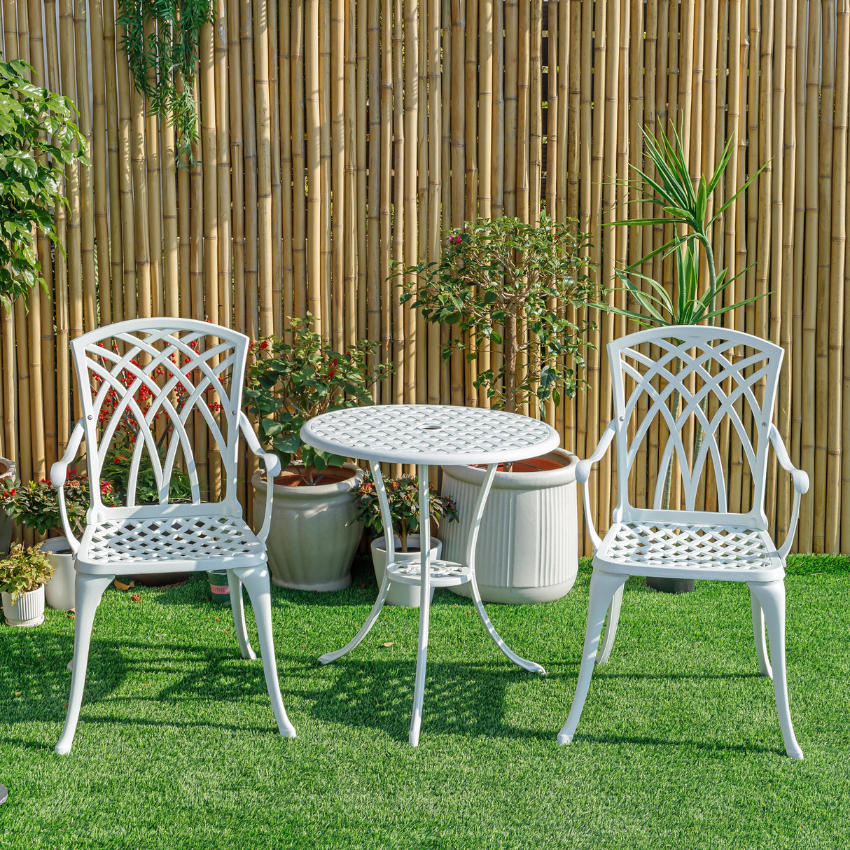 Bistro Table and Chairs Set of 2,Patio Bistro Sets 3 Piece Outdoor with 1.97 Umbrella Hole