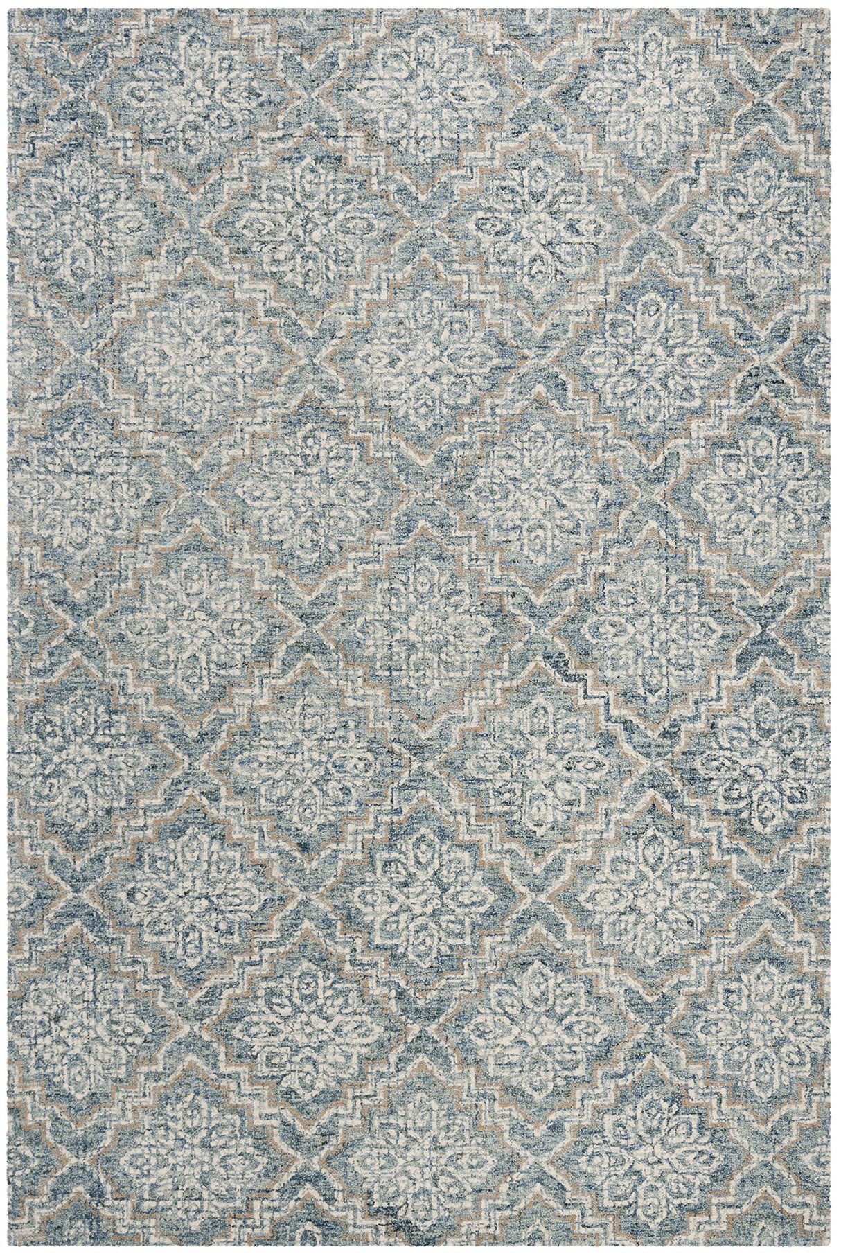 8x10 Abstract Area Rug - Handmade Wool in Blue & Grey