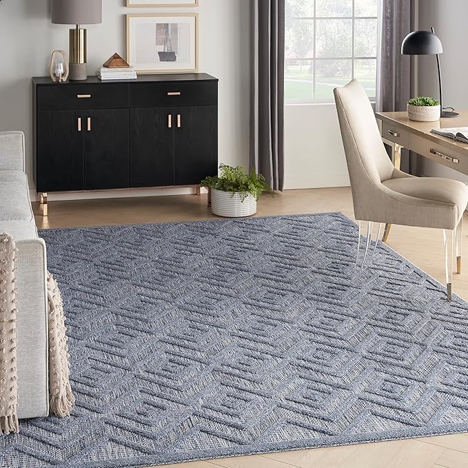 Versatile Indoor/Outdoor Natural Beige 8' x 10' Area Rug, Easy Cleaning