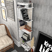 67" Tall Corner Bookcase/Bookshelf Shelving Unit (Marble/White)