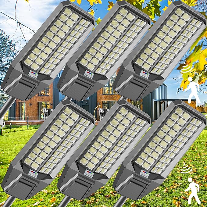 2-Pack 8000W Solar Street Light - 600000 Lumens, Dusk-to-Dawn, Waterproof