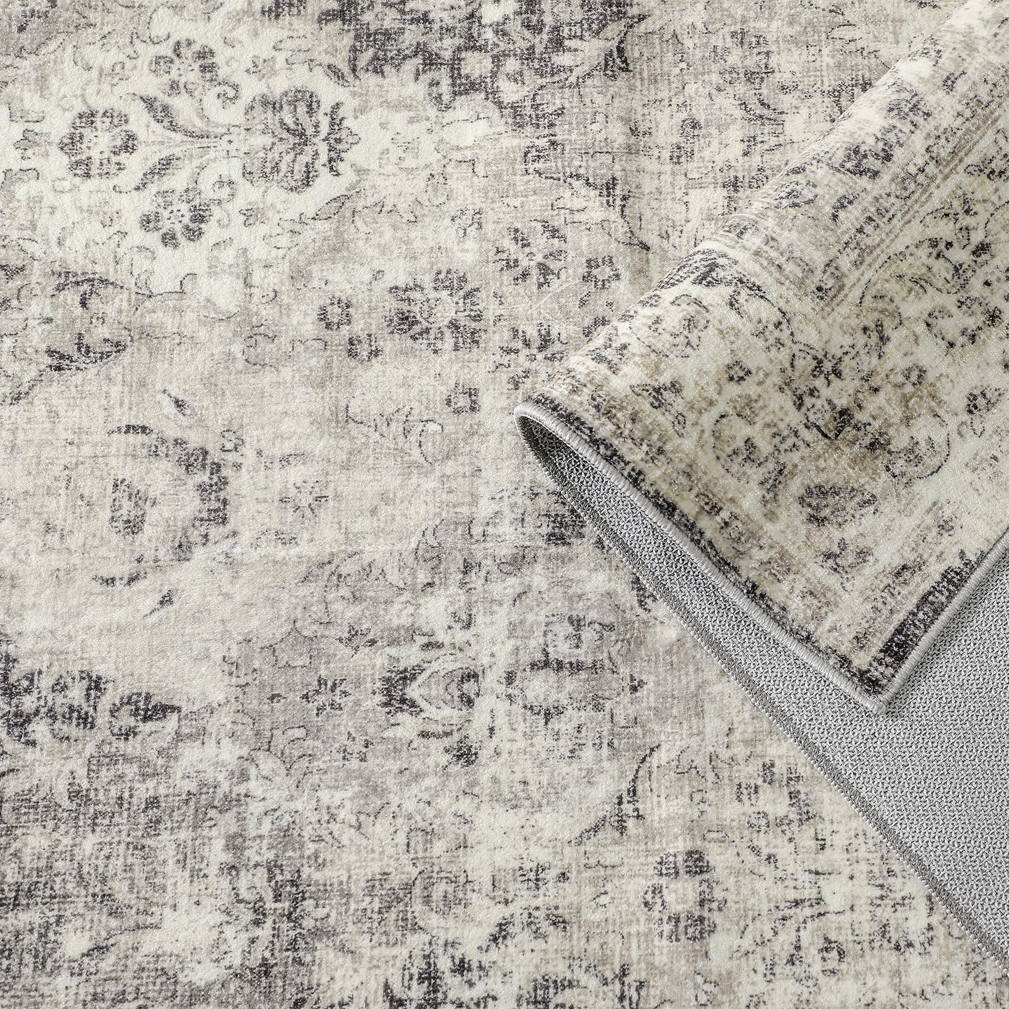 Grey Area Rug 6x9 Washable Living Room Rug Large Non Slip