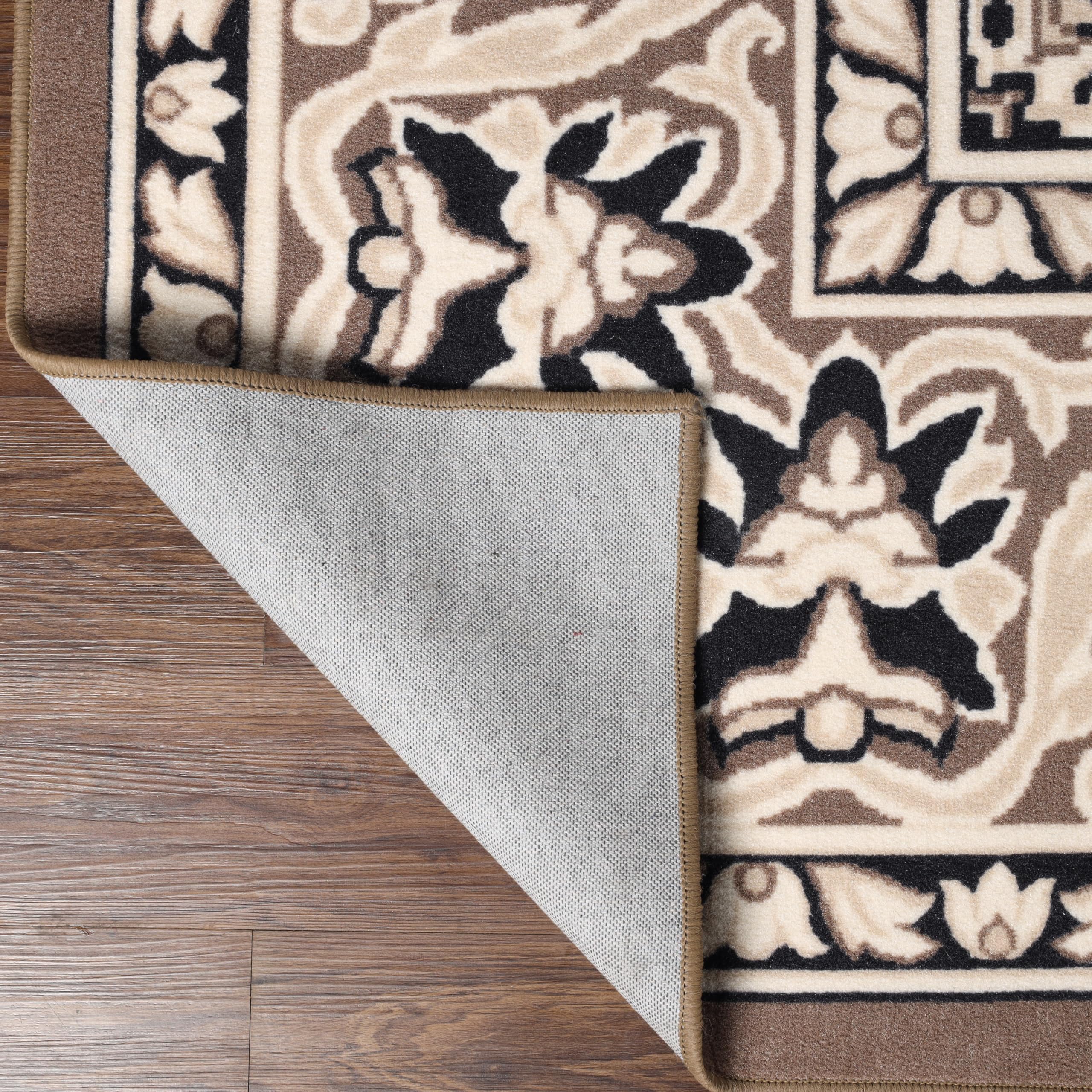 Superior Indoor Area Rug, Plush Carpet Cover, Traditional Oriental Medallion, Perfect for Hallway, Entryway, Living Room, Dining, Bedroom, Office, Kitchen, Glendale Collection, 10' x 14', Brown