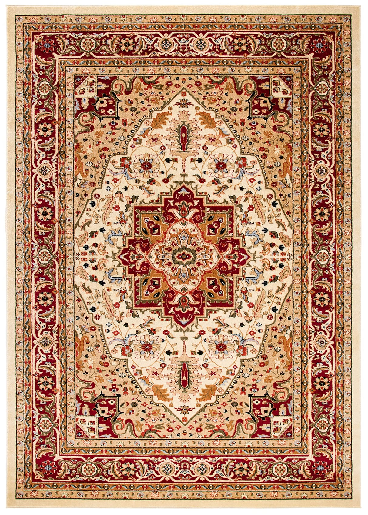 Lyndhurst Collection X-Large Area Rug - 12' x 18', Ivory & Red