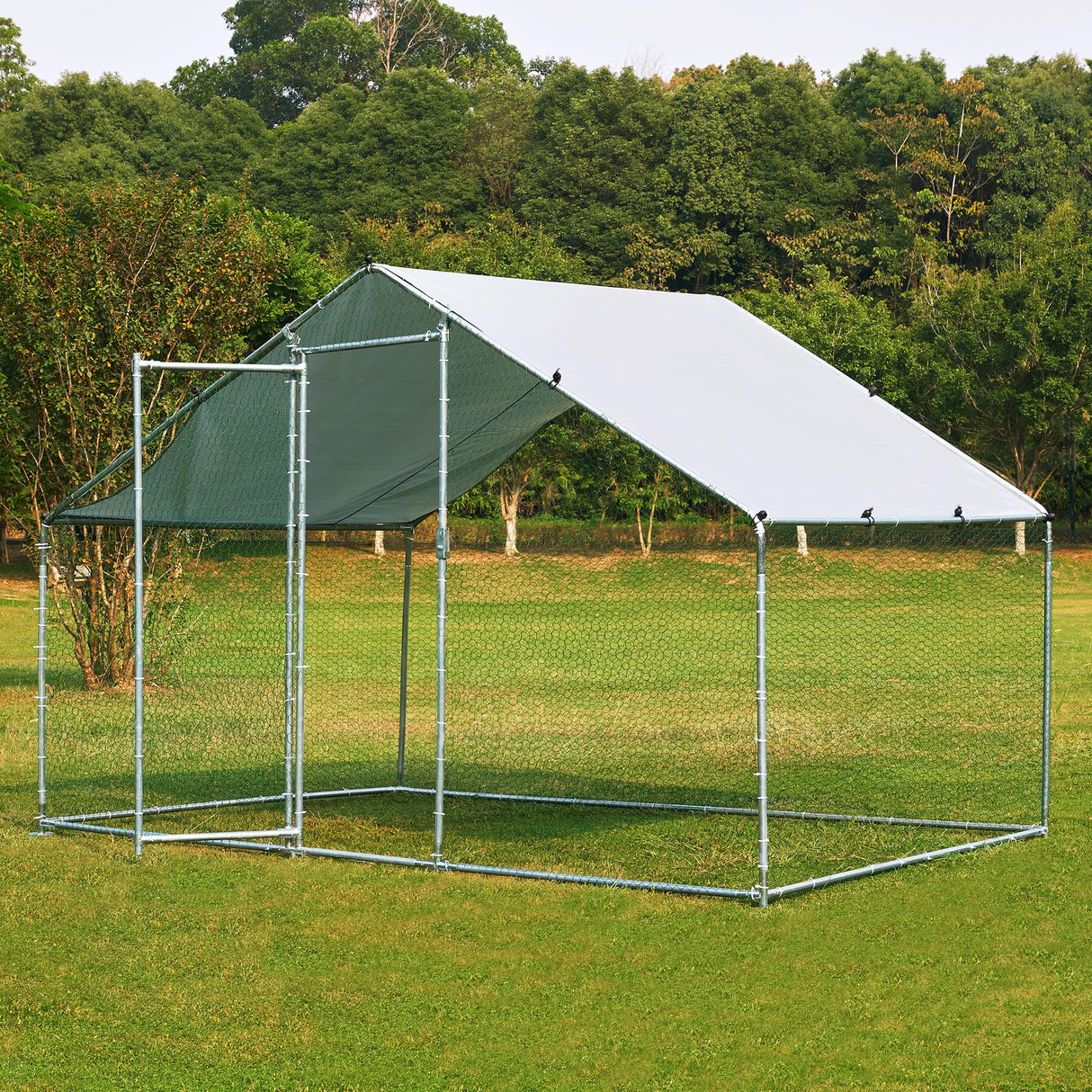 SafeRoost Metal Chicken Coop – Waterproof Outdoor Pen with PVC Mesh