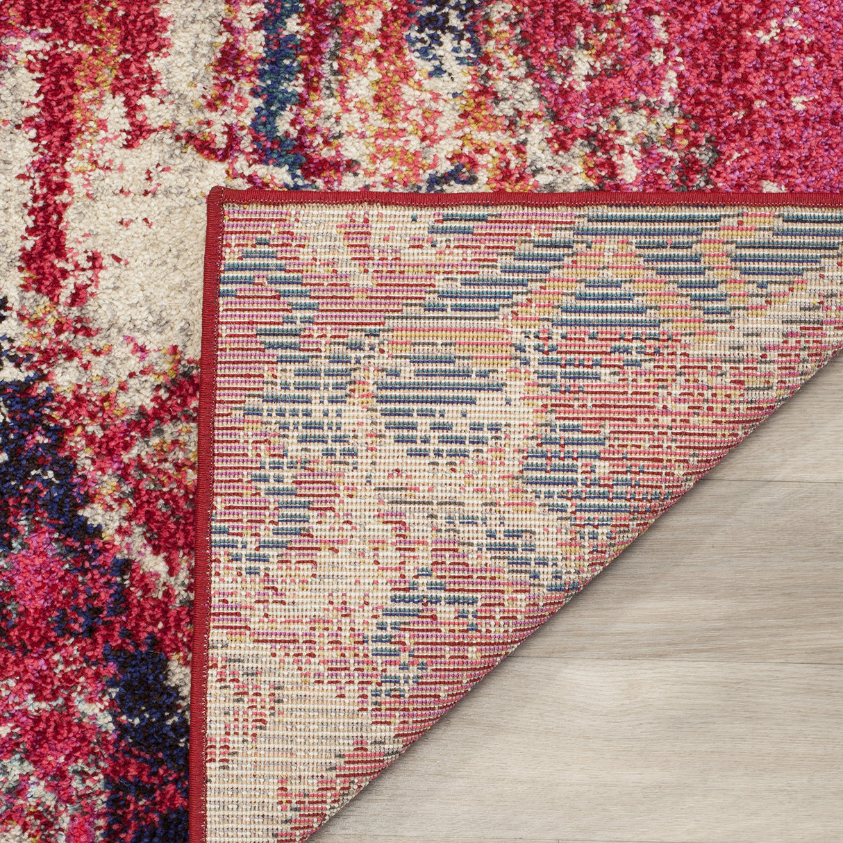 Monaco Boho Chic Tribal Area Rug 10' x 14' - Magenta Multi Distressed Design
