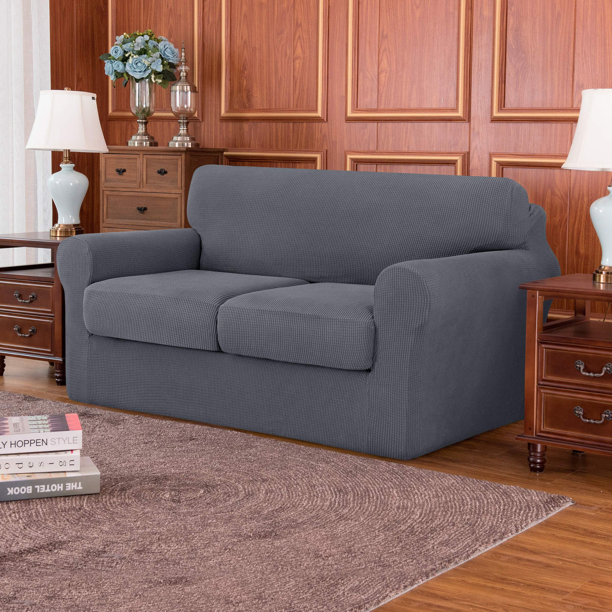 3 Piece Sofa Cover High Stretch Couch Slipcover for 2 Cushion Soft Sofa Slipcover