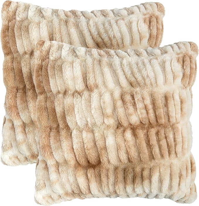 Premium Ruched Throw Pillow Covers - Plush, Faux Fur Pillow Covers - Great
