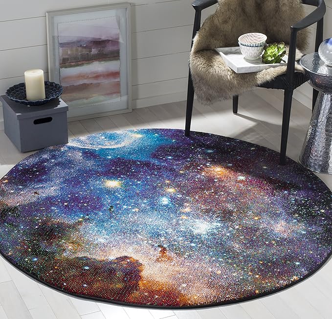 Galaxy Collection 4' x 6' Orange / Multi GAL109D Abstract Non-Shedding