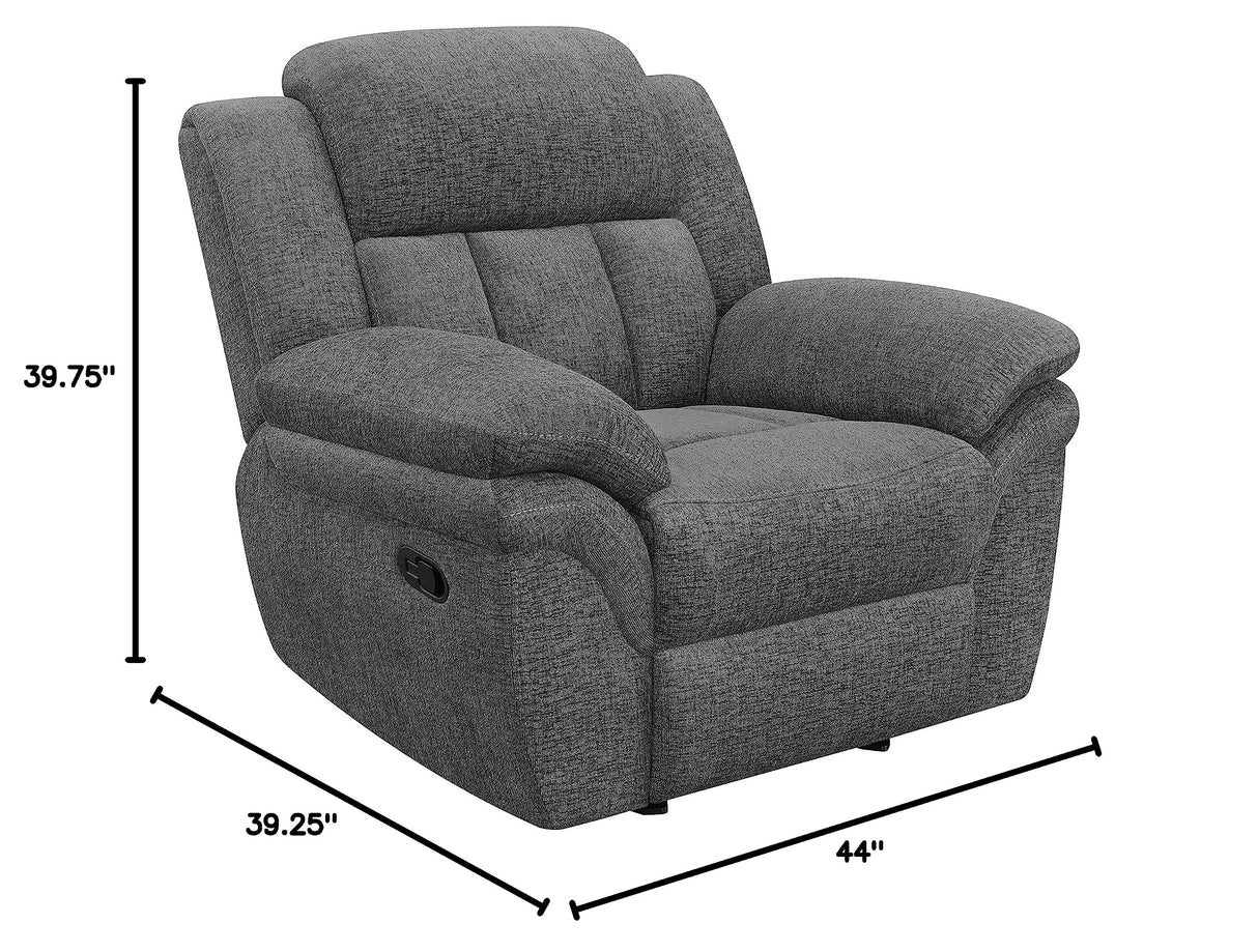 Coaster Furniture Bahrain Upholstered Charcoal Glider Recliner 609543