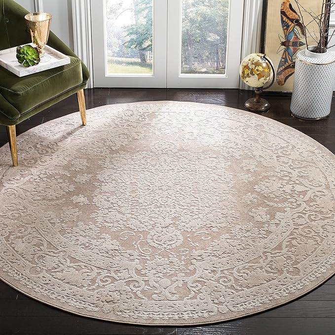 Reflection Collection 3' Round Light Grey/Cream RFT664C French Country Oriental