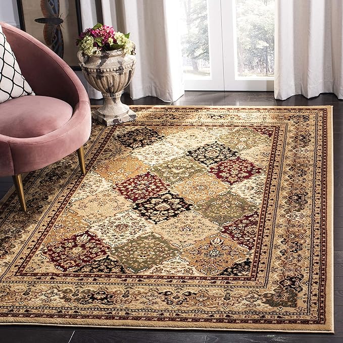 Lyndhurst Collection Area Rug - 8' Square, Multi & Beige, Traditional Oriental Design