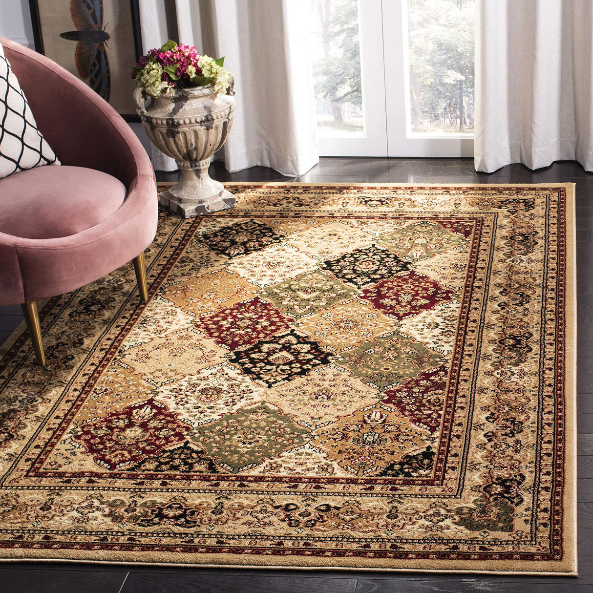 Lyndhurst Collection Area Rug - 9' x 12', Multi & Beige, Traditional Oriental Design