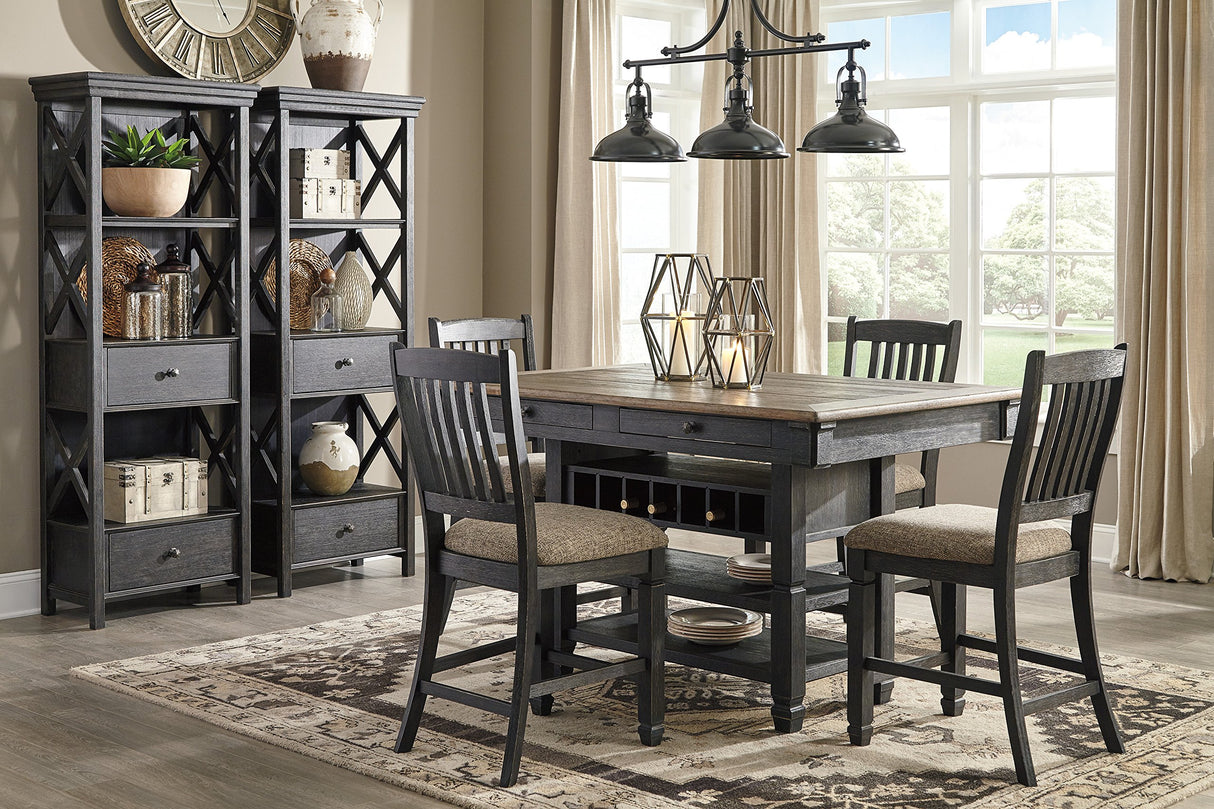 Tyler Creek Farmhouse Counter Height Dining Table with Wine Rack