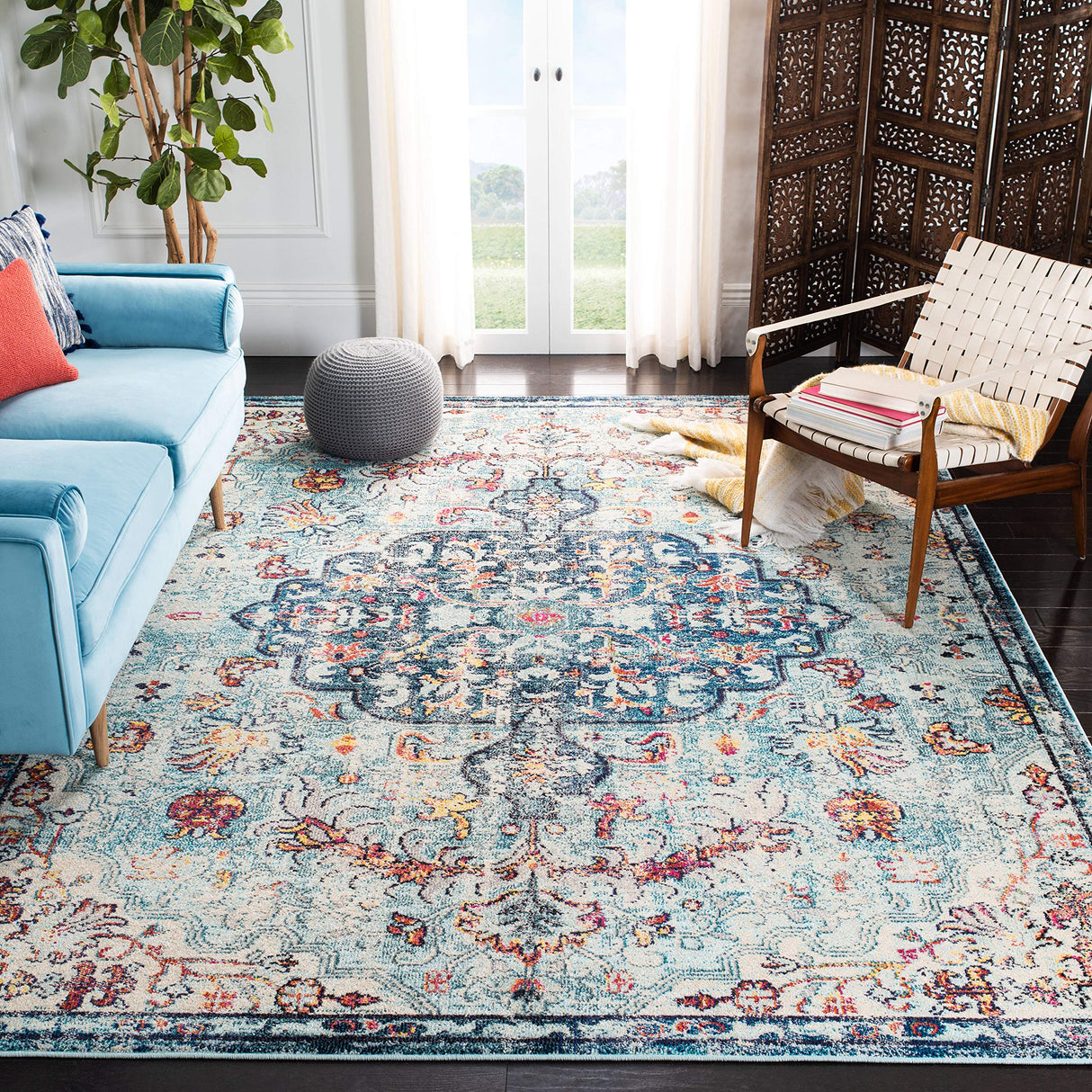 Madison Collection Area Rug - 8' x 10', Navy & Light Blue
