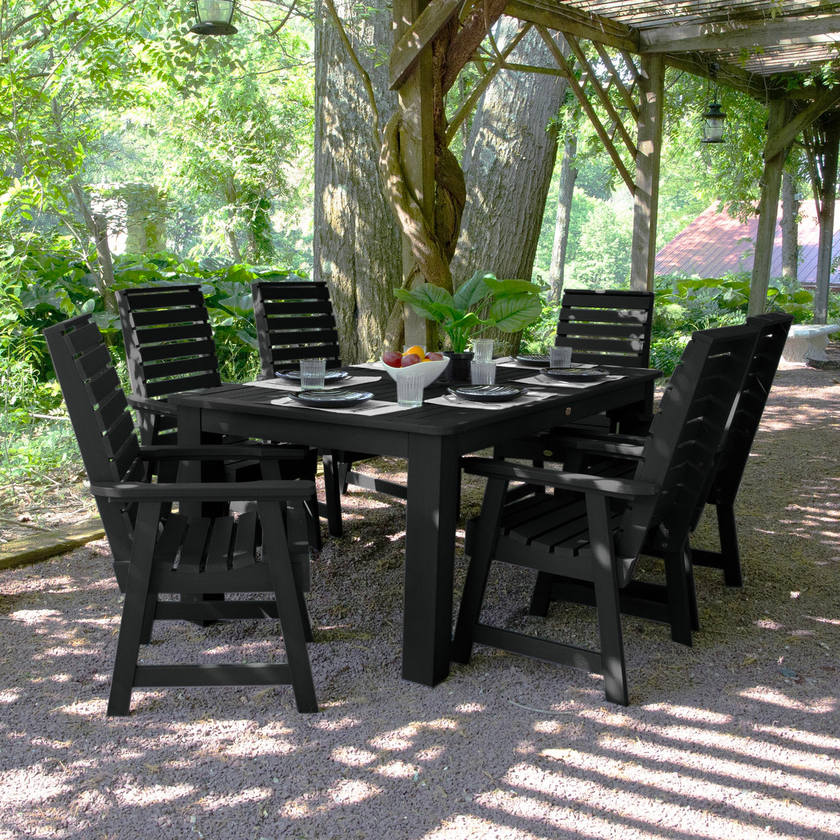 Weatherly 7pc Rectangular Dining Set 72" x 42", Black