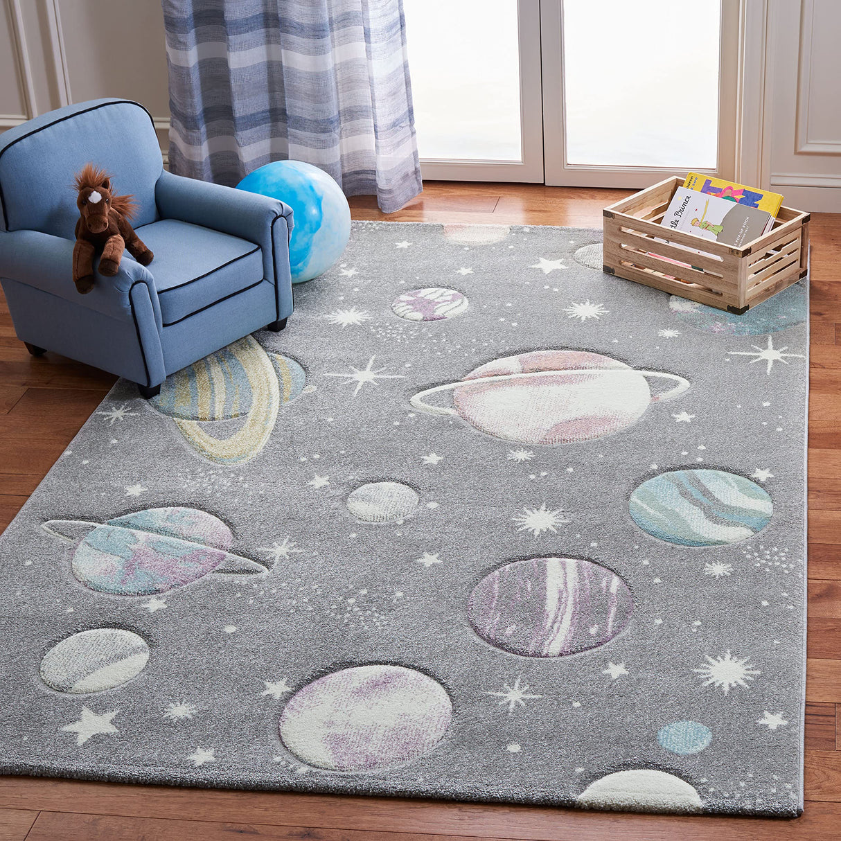SAFAVIEH Carousel Kids Collection Area Rug - 10' x 14', Grey & Lavender, Non-Shedding & Easy Care, Ideal for High Traffic Areas for Boys & Girls in Playroom, Nursery, Bedroom (CRK103F)