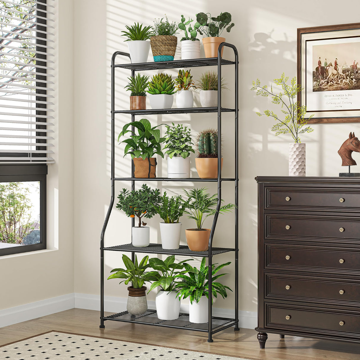 5-Tier Metal Plant Shelf – Tall Plant Stand