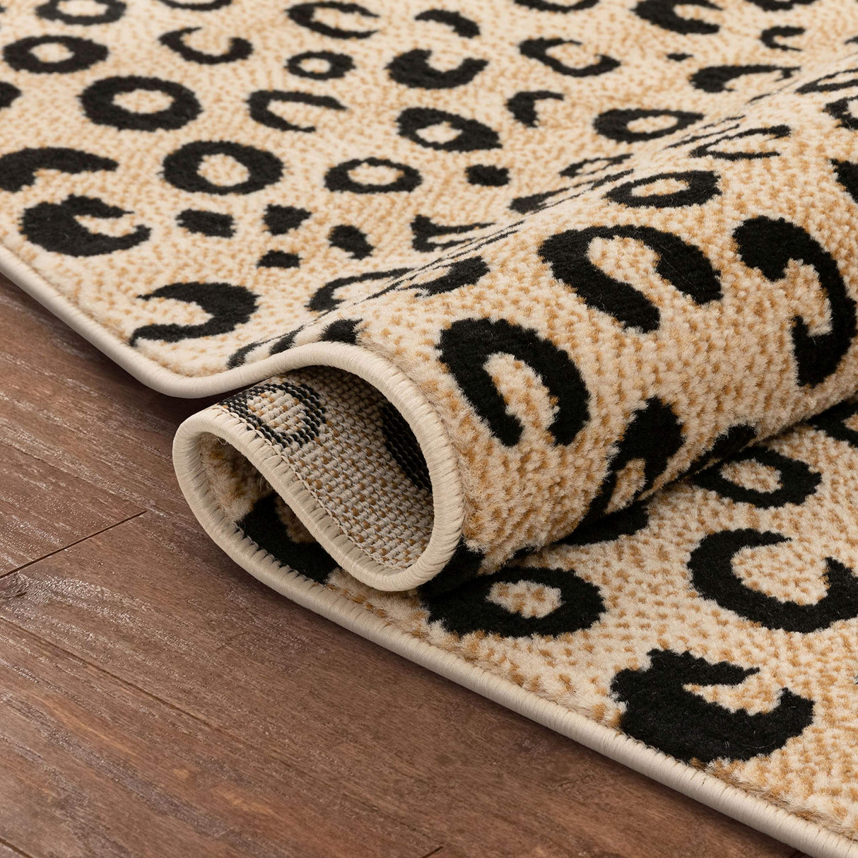Dulcet Leopard Black Ivory Animal Print Area Rug 7'10" x 9'10"