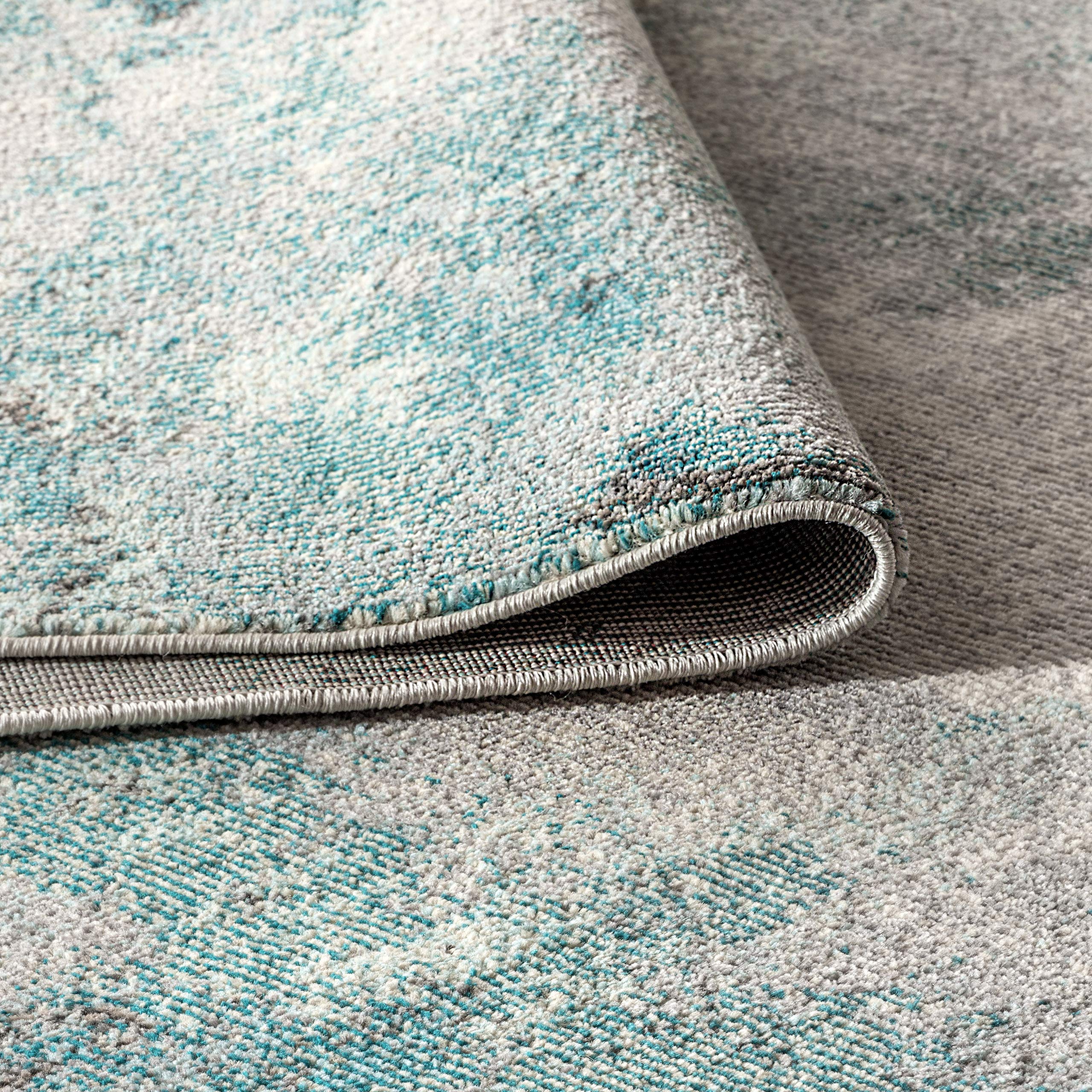 JONATHAN Y CTP104A-3 Contemporary POP Modern Abstract Vintage Indoor Area -rug, Transitional, Bohemian Easy -cleaning,Bedroom,Kitchen,Living Room,Non Shedding, Cream/Blue, 3 X 5