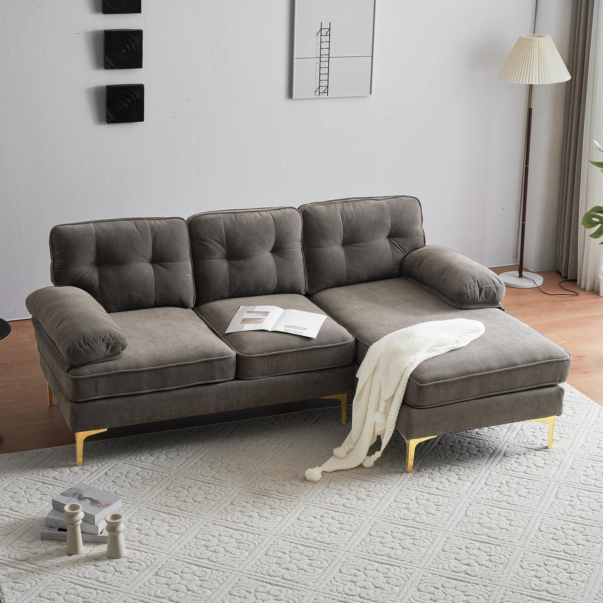 83" Modern Sectional Sofa,L Shaped Corner Couch