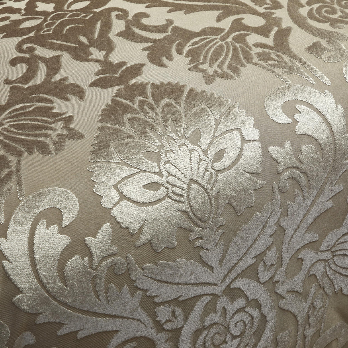 Chic 5 Piece Jacquard Comforter Set Burnout Velvet Design with Decorative Pillows, Shams - Taupe