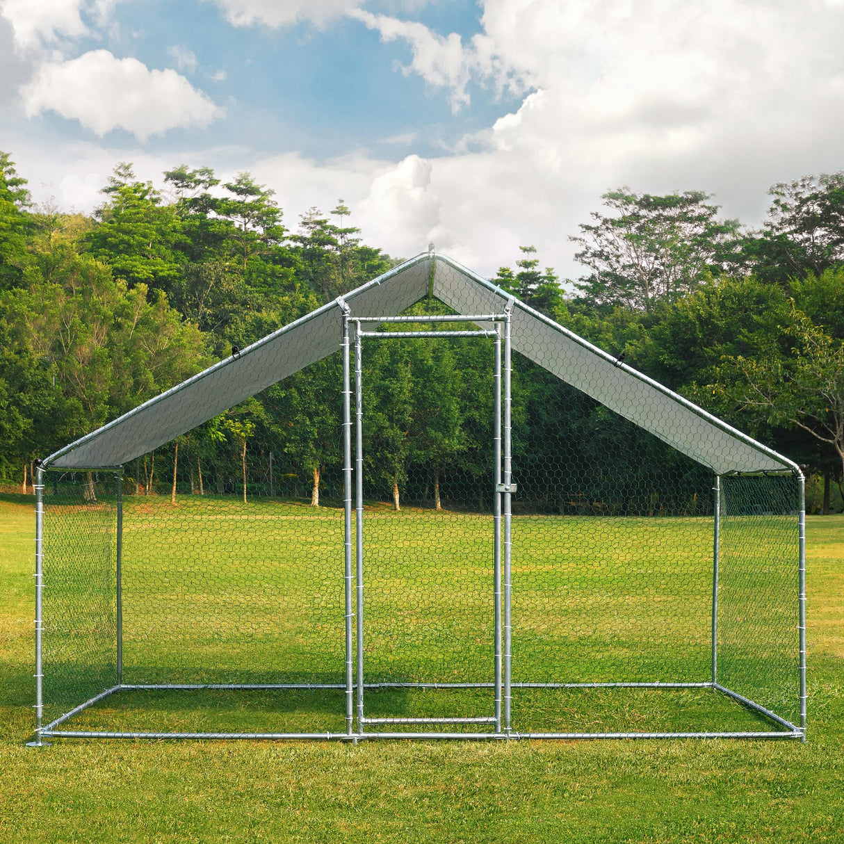 SafeRoost Metal Chicken Coop – Waterproof Outdoor Pen with PVC Mesh