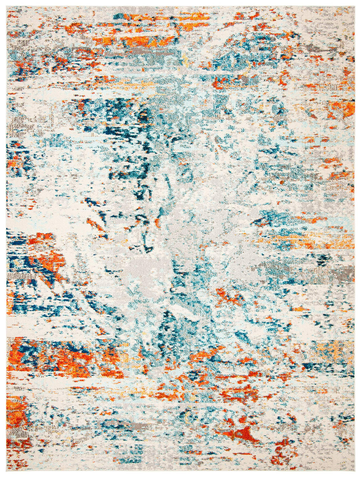 Madison Collection Area Rug - 8' x 10', Cream & Orange, Modern Abstract Design