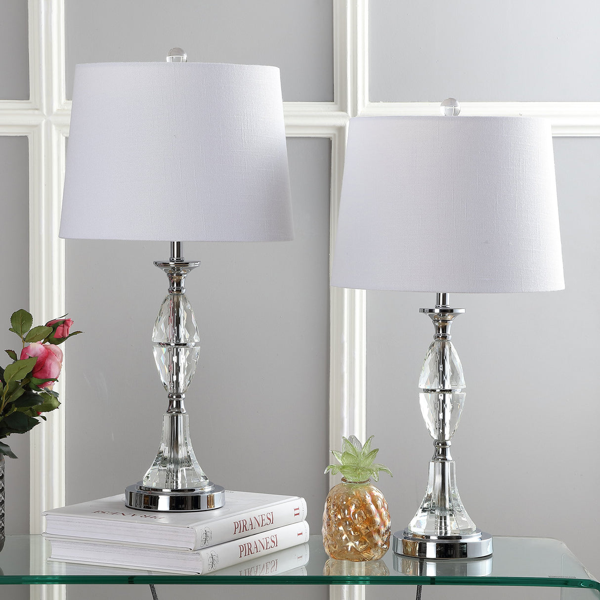 JYL2041A-SET2 Set of 2 Table Lamps Reid 25.5" Crystal LED Table Lamp French Country