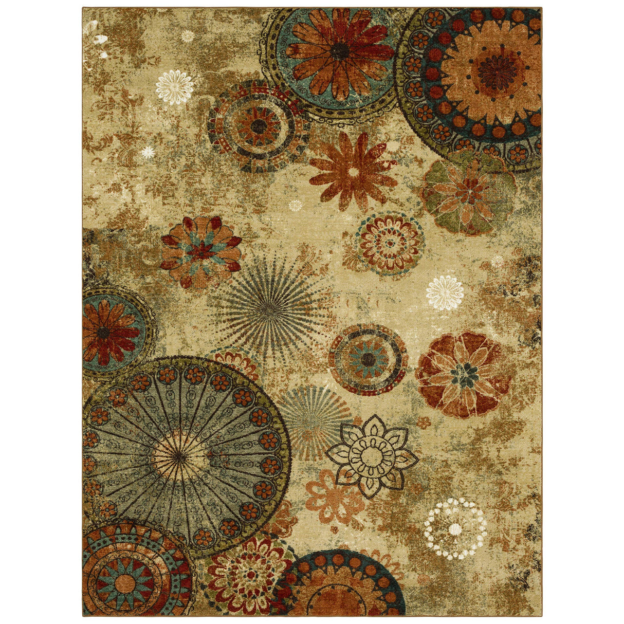 Caravan Ornamental Floral Medallion 7' 6" x 10' Area Rug - Orange - Perfect for Living Room