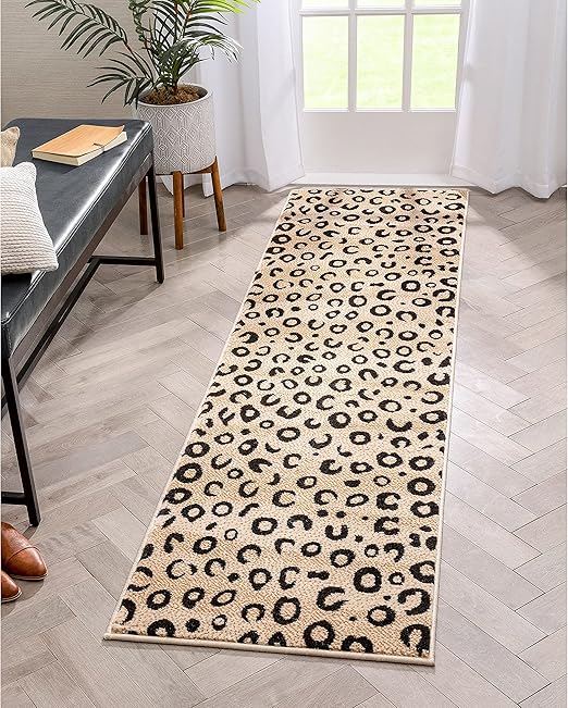Dulcet Leopard Black Ivory Animal Print Area Rug 7'10" x 9'10"