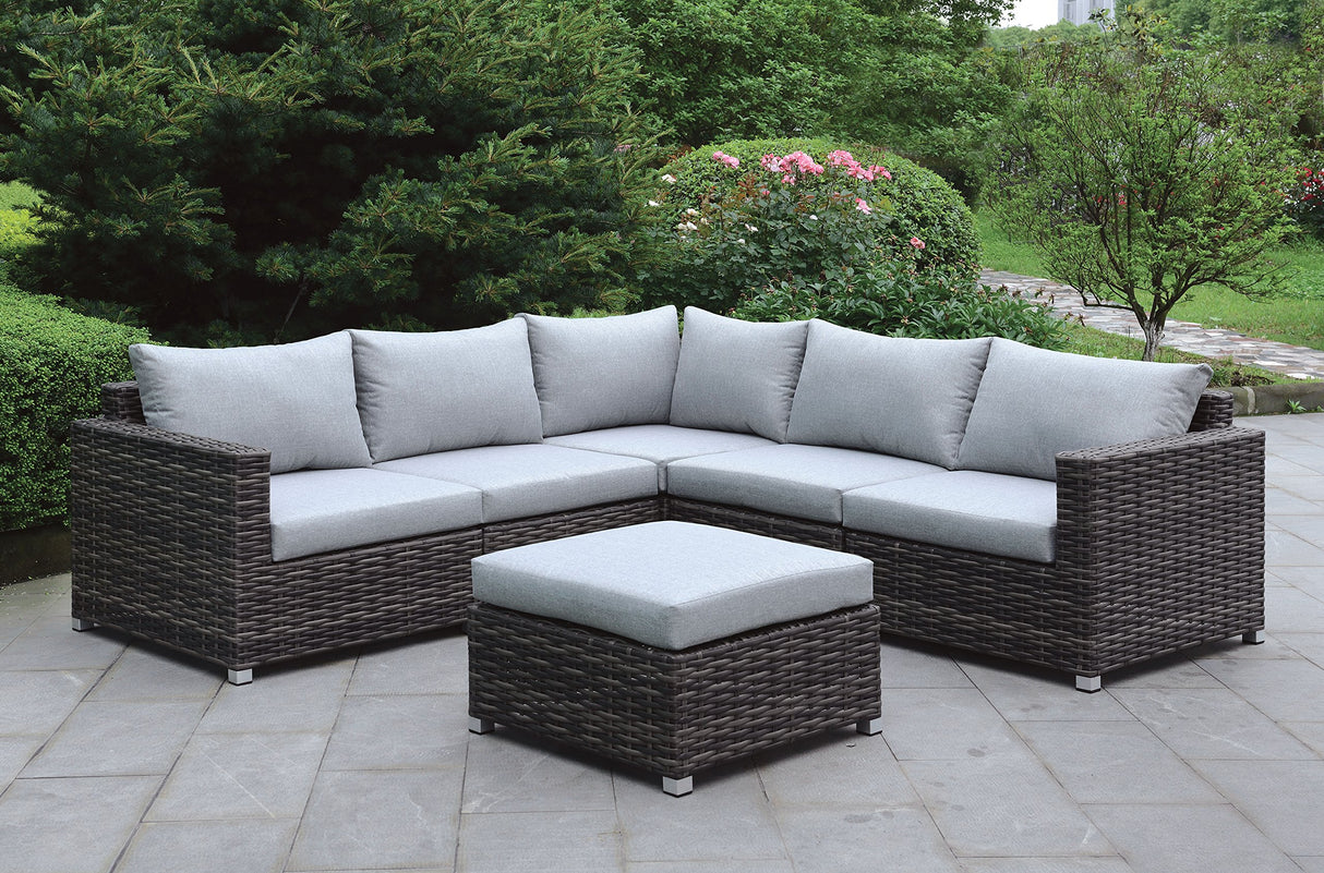 Reagan Contemporary Style Patio Sectional with Ottoman Set