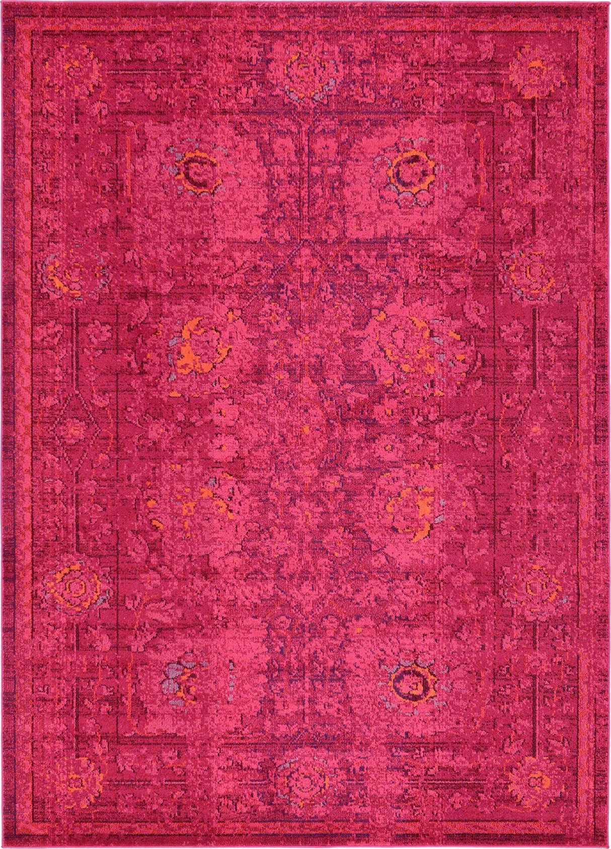 Fleur Collection Rug – 7' x 10' Red Medium-Pile Rug Perfect for Bedrooms, Dining Rooms,
