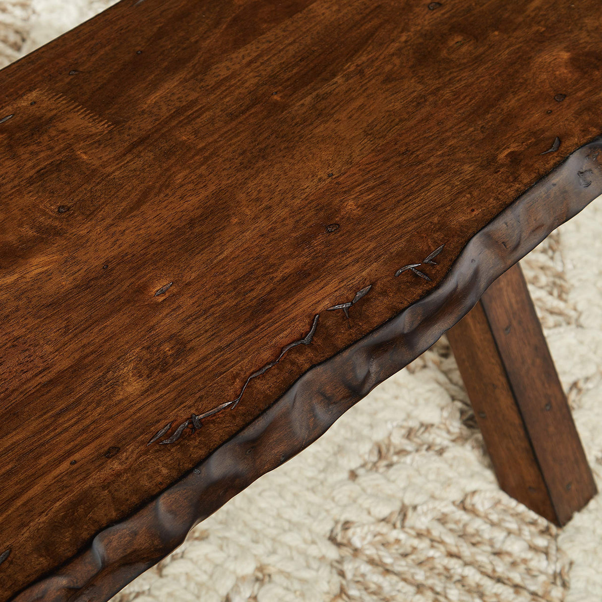 Mandeville Mid Century Wooden Dining Bench, Brown