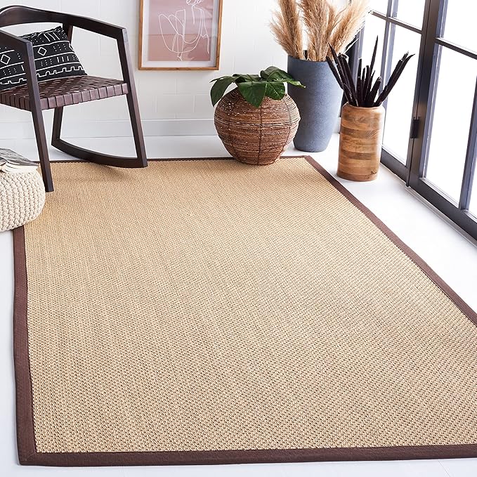 Natural Fiber Collection Accent Rug - 3' x 5', Maize & Grey, Border Sisal Design, Easy Care