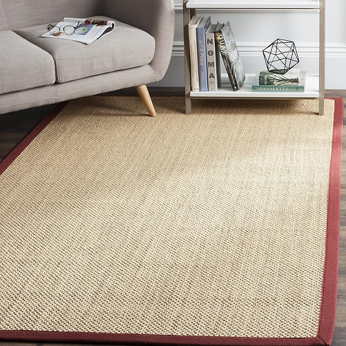 Natural Fiber Collection Accent Rug - 3' x 5', Maize & Grey, Border Sisal Design, Easy Care