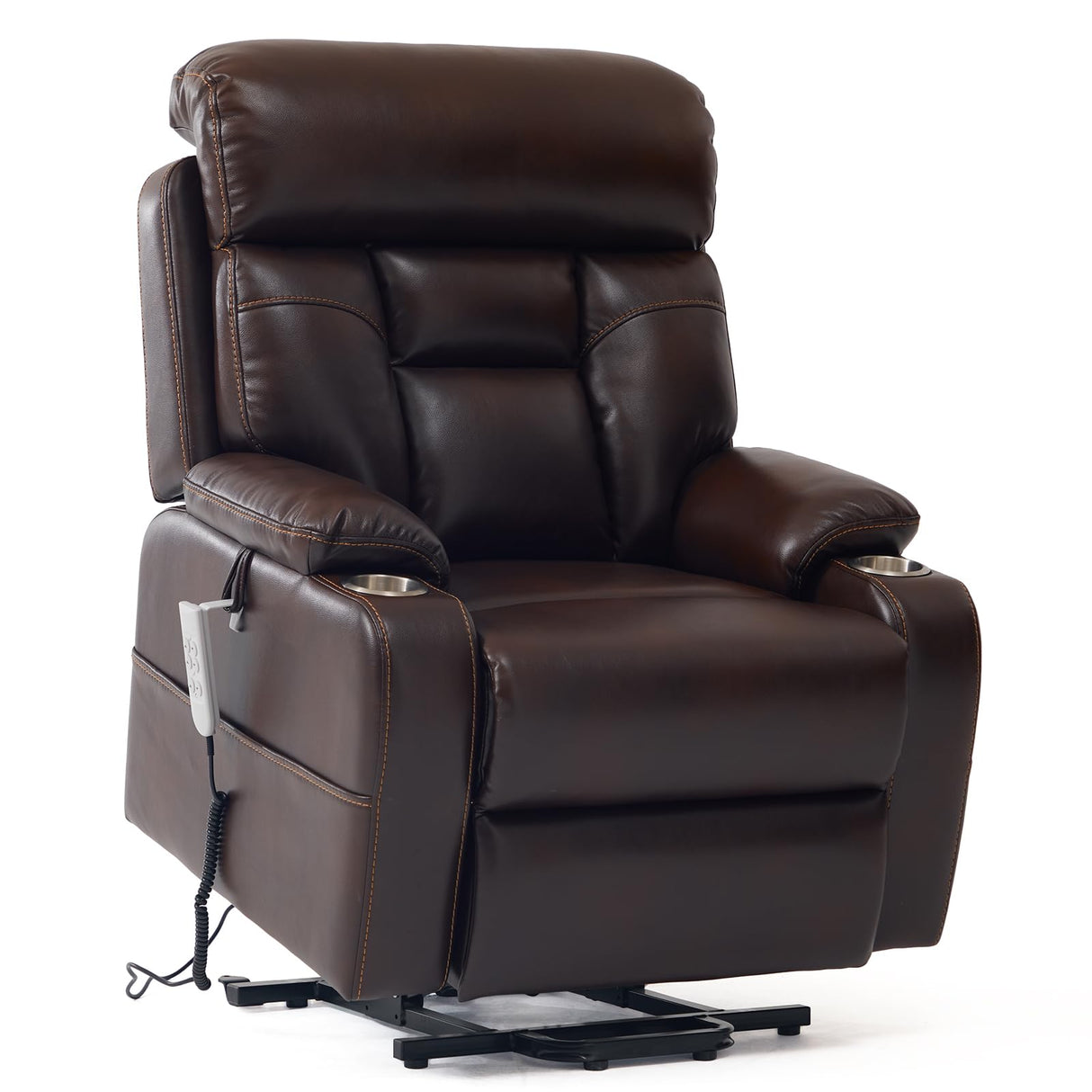 Adjustable Lumbar Lift Recliner Chair with Cup Holder – Side View