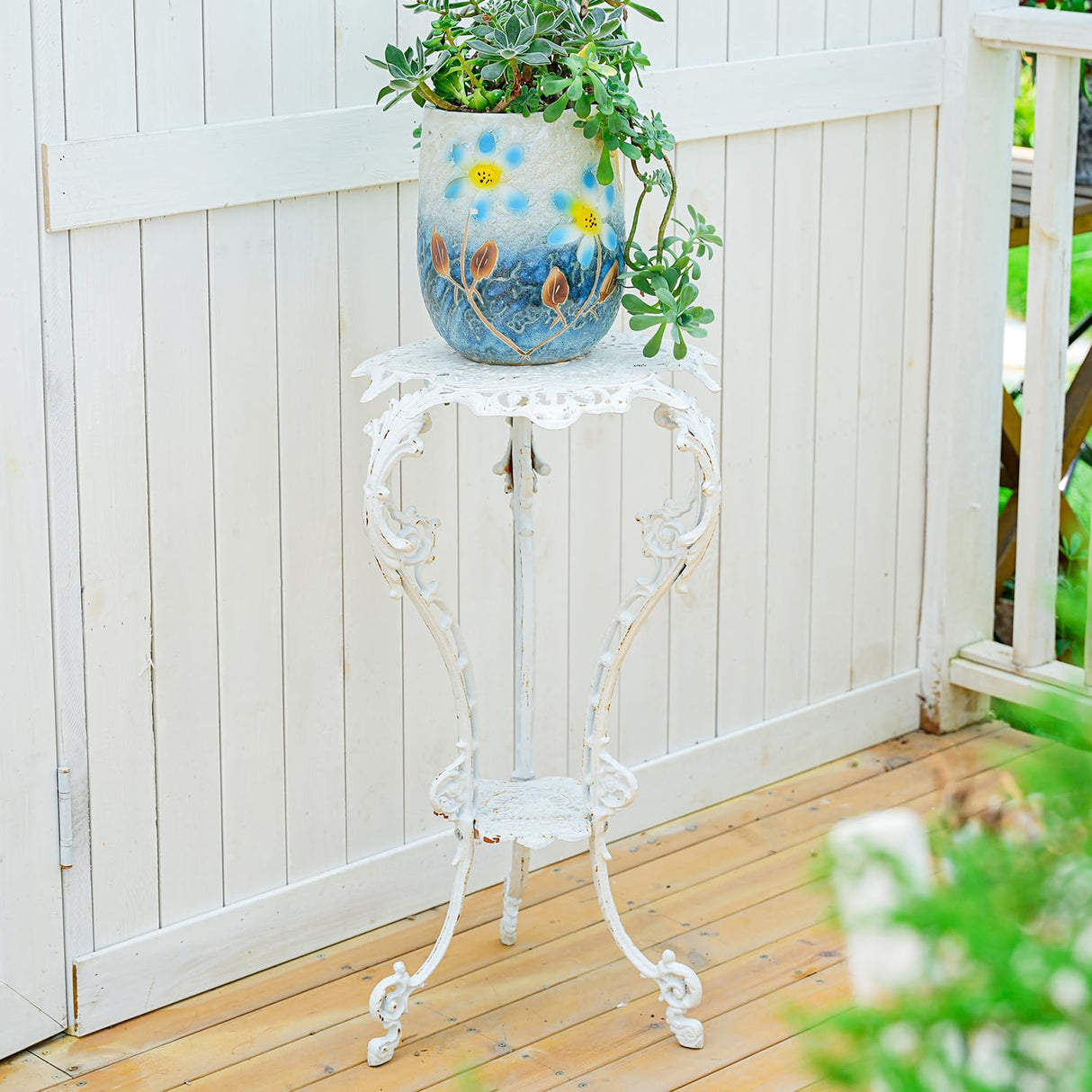 Antique Victorian Cast Iron Plant Stand with 2 Tiers