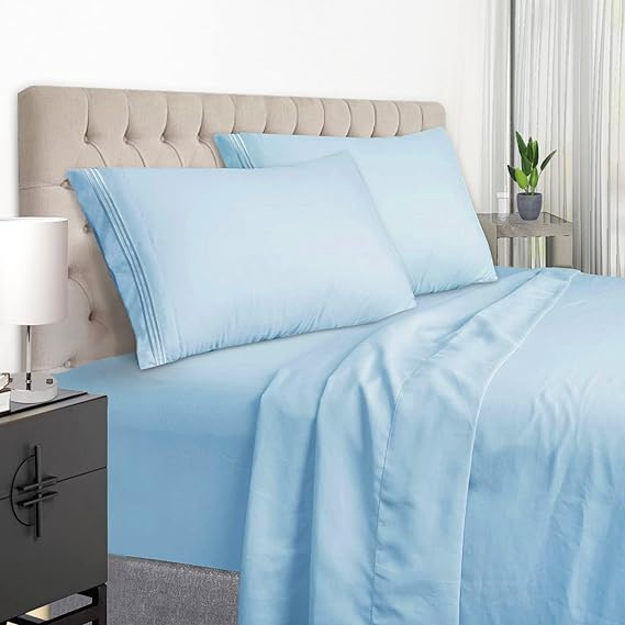 Beige Queen Size Bed Sheets Set Deep Pocket to 21 inches Mattress