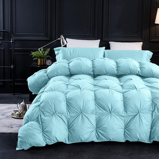 Pinch Pleat Feathers Down Comforter King Size Duvet Insert