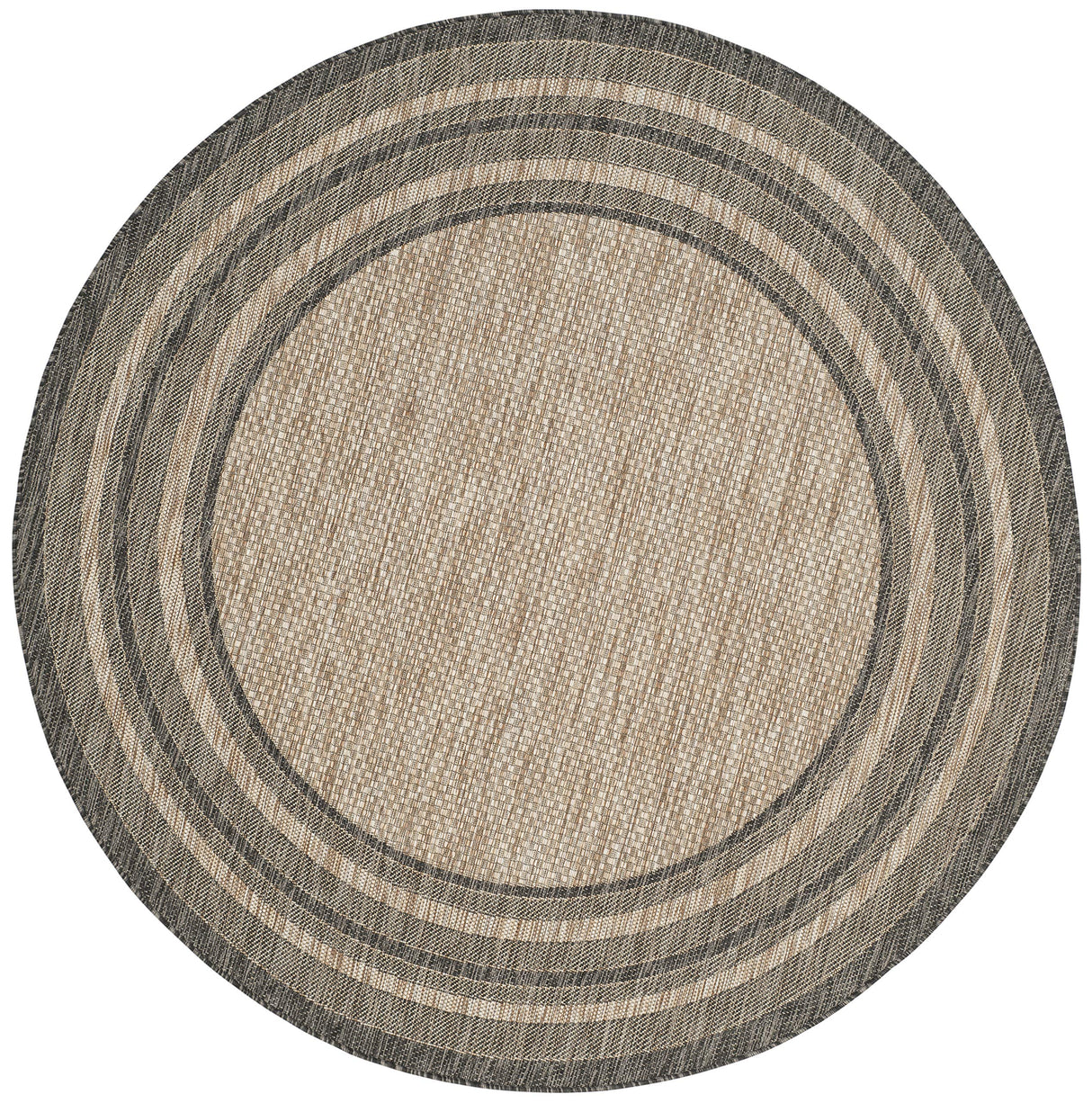 Courtyard Collection 6'7'' Round Natural / Black CY8475 Indoor/ Outdoor Patio Backyard
