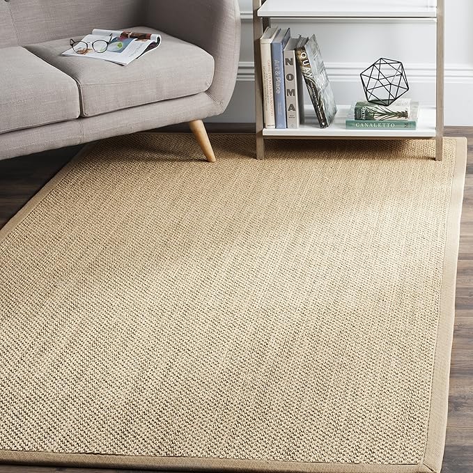 Natural Fiber Collection Accent Rug - 3' x 5', Maize & Grey, Border Sisal Design, Easy Care