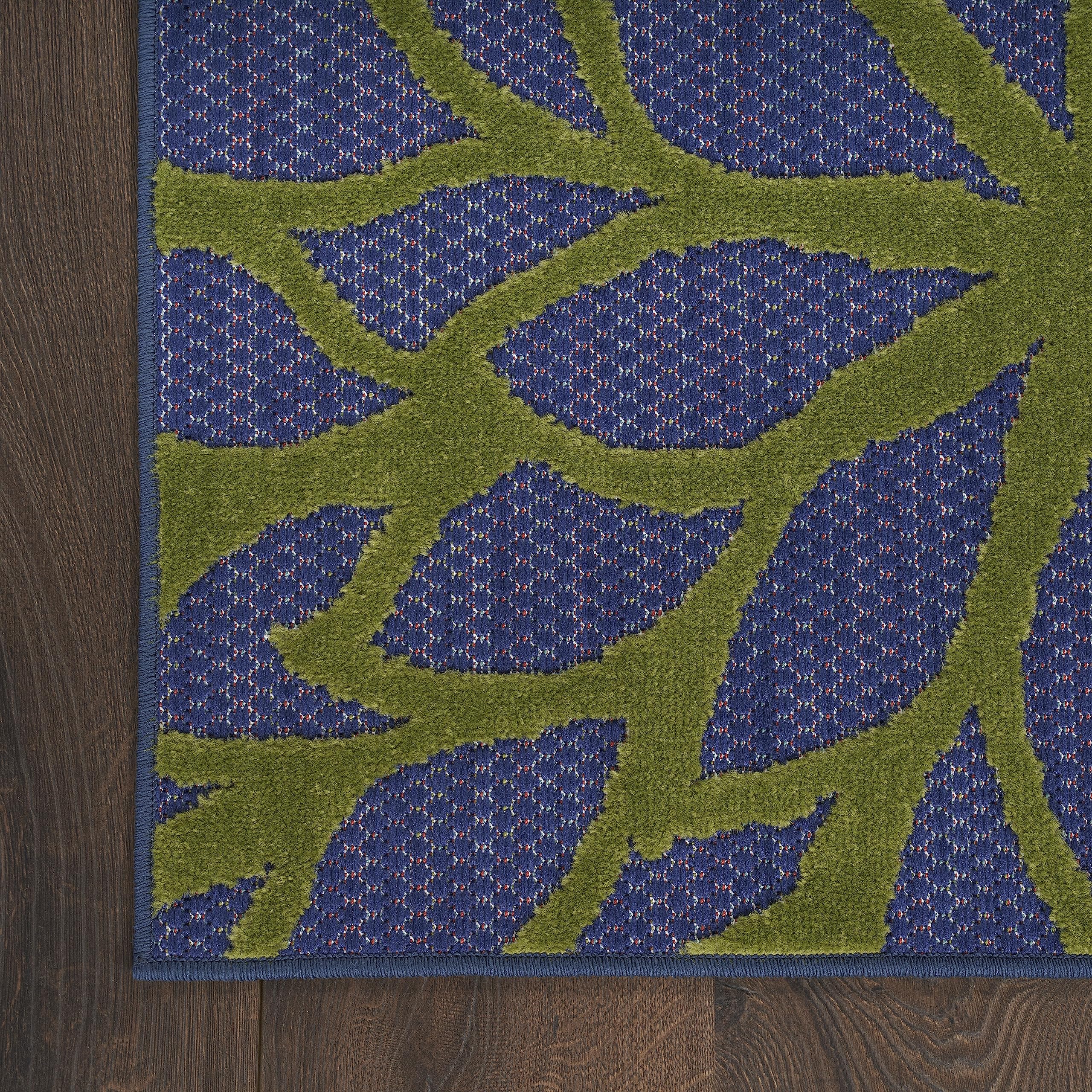 Aloha Indoor/Outdoor Modern Navy Multicolor 9' x 12' Area Rug, Easy Cleaning, Non