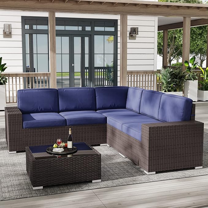 Outdoor Patio Furniture Set Sectional Conversation Sofa Set