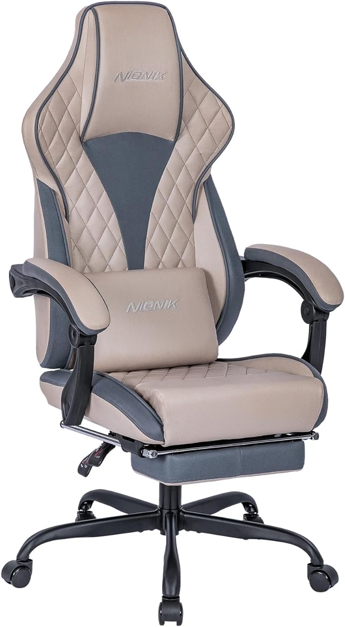 Gaming Chair with Footrest, Ergonomic Computer Gaming Chair, Massage Lumbar Chairs