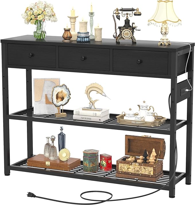 47'' Entryway Table with Outlets and USB Ports, Console Table