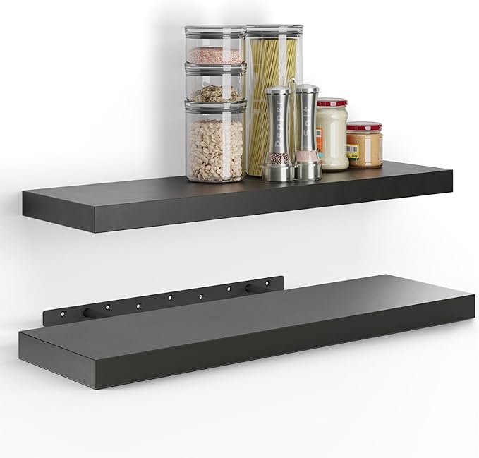 Set of 2 24" White Floating Shelves Wall Mounted for Bathroom โ Rustic Farmhouse