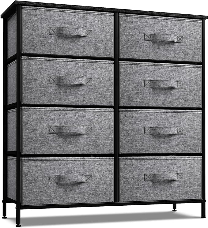 Dresser with 8 Faux Wood Drawers Chest Organizer Unit