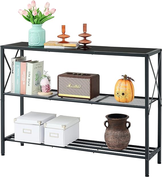 Industrial Console Table, 3 Tier Entryway Table, Hallway Table